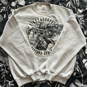 Biketoberfest Jerzees Light Gray Graphic Crewneck Sweater